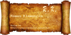 Remes Klemencia névjegykártya